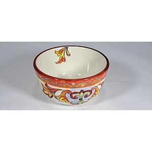Orange‎ Gold Talavera Hand Painted Ceramic Bowl